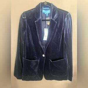Draper James Velvet Blazer in Deep Blue